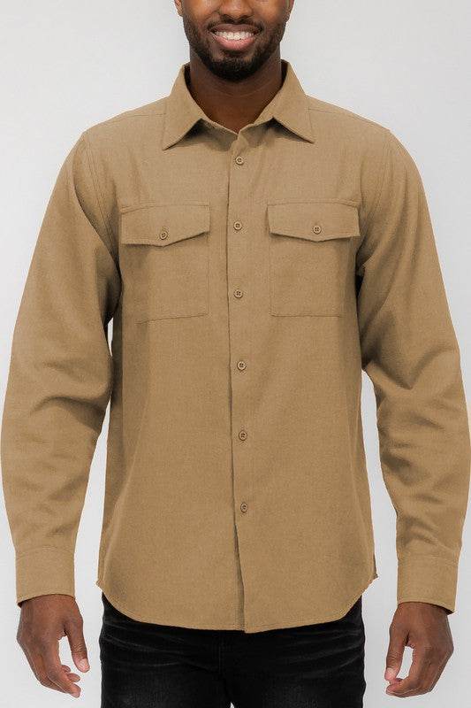 Weiv Mens Solid Flannel Shirt