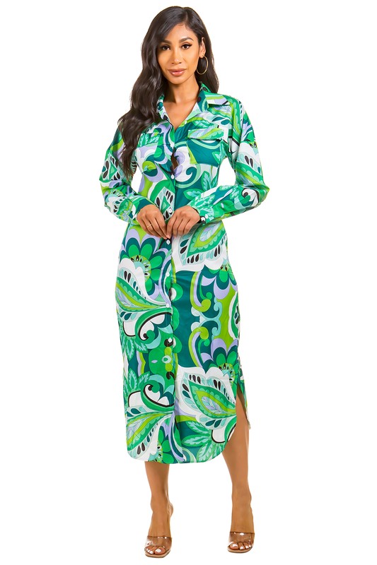 SHIRT STYLE LONG MAXI DRESS