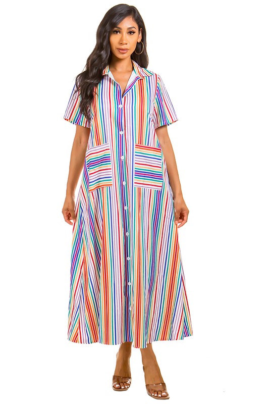 SHIRT STYLE LONG MAXI DRESS