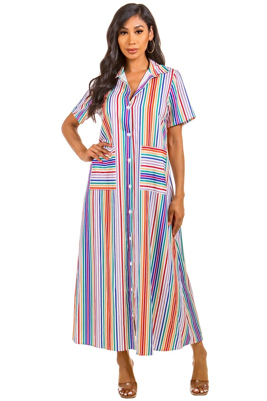 SHIRT STYLE LONG MAXI DRESS