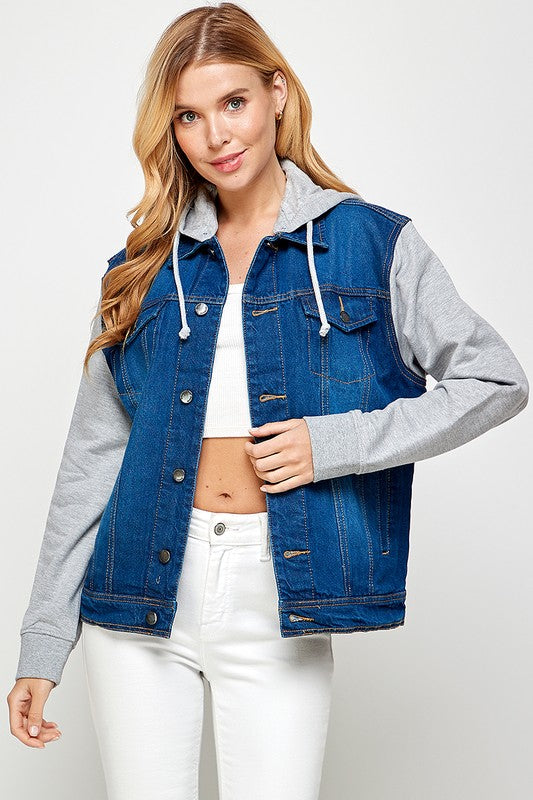 Women's Denim  Jacket with Fleece Hoodies