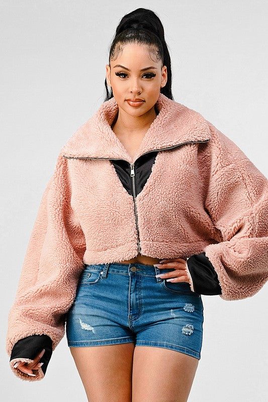 OVERSIZED SHERPA WITH CONTRAST JACKET