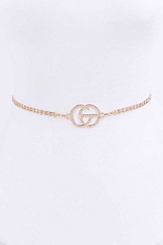 CG Logo Rhinestone Dainty Chain Belt