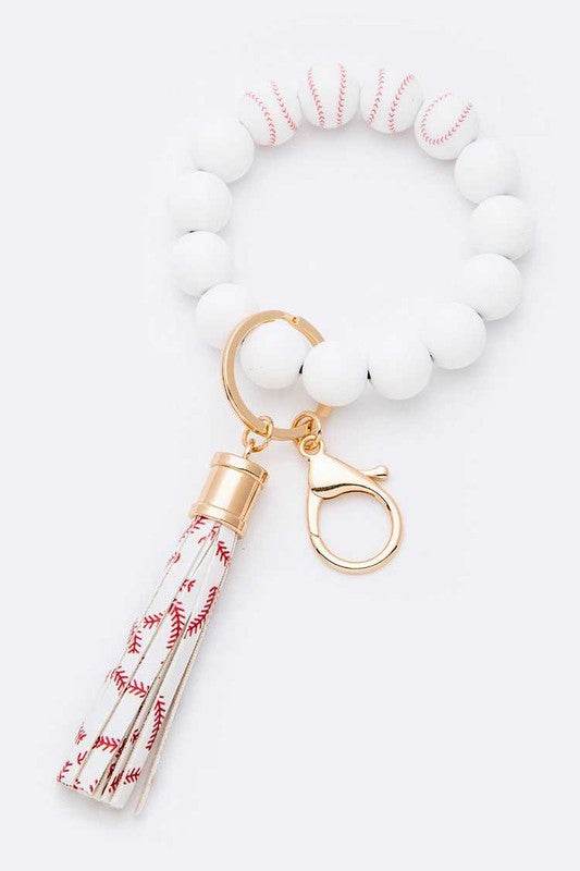 Silicon Printed Beads Tassel Bracelet Key Chain