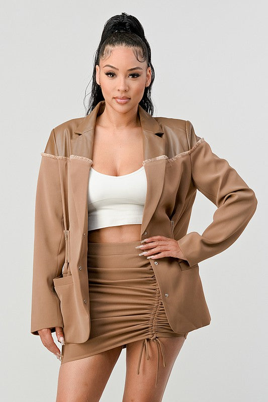 TAUPE TRENDY SKIRT SET