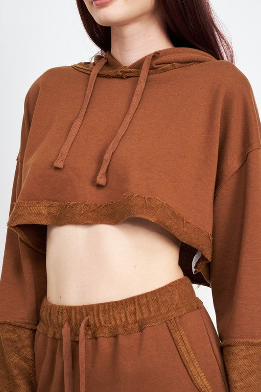 CROPPED HOODIE WITH DRAWSTRINGS