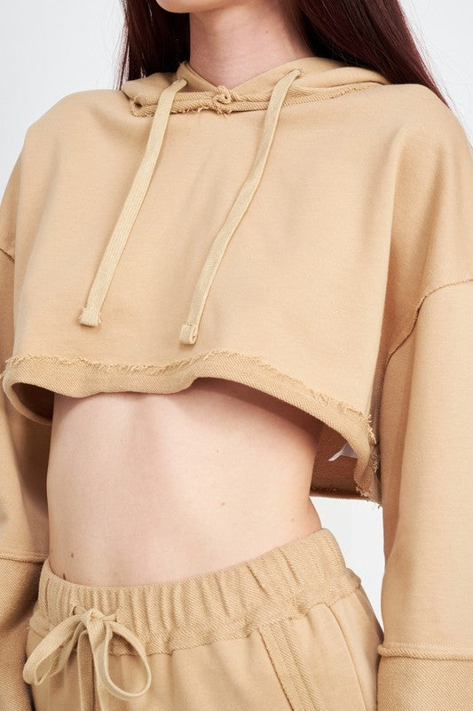 CROPPED HOODIE WITH DRAWSTRINGS