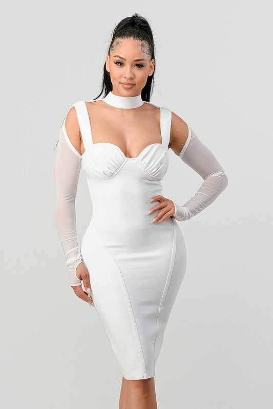 Chic Contour Cold-Shoulder Midi Dress