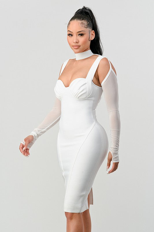 Chic Contour Cold-Shoulder Midi Dress