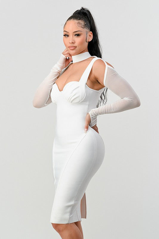 Chic Contour Cold-Shoulder Midi Dress