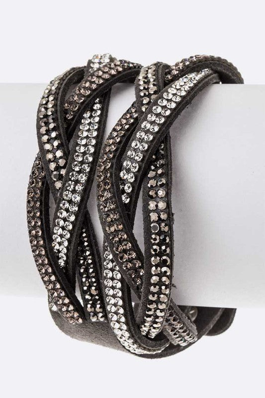 Rhinestone Double Wrap Stone Bracelet