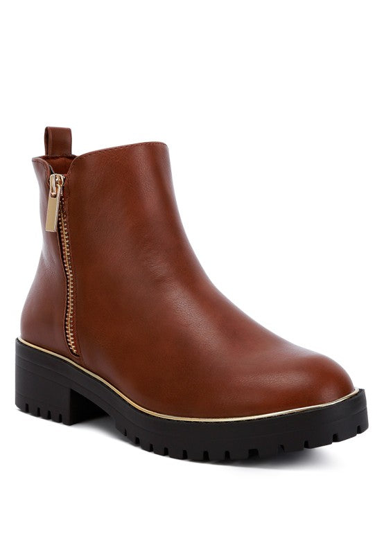 Thorin Metallic Frame Block Heel Boots