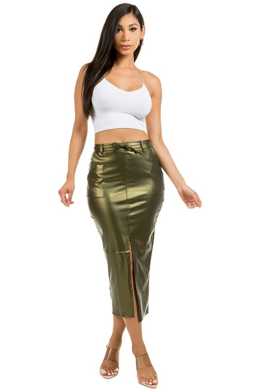 PU LEATHER LONG MAXI SKIRTS