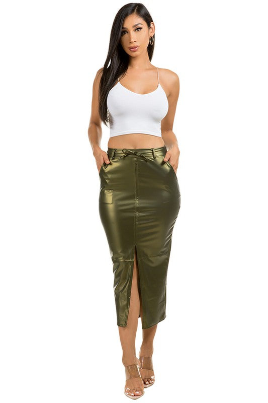 PU LEATHER LONG MAXI SKIRTS