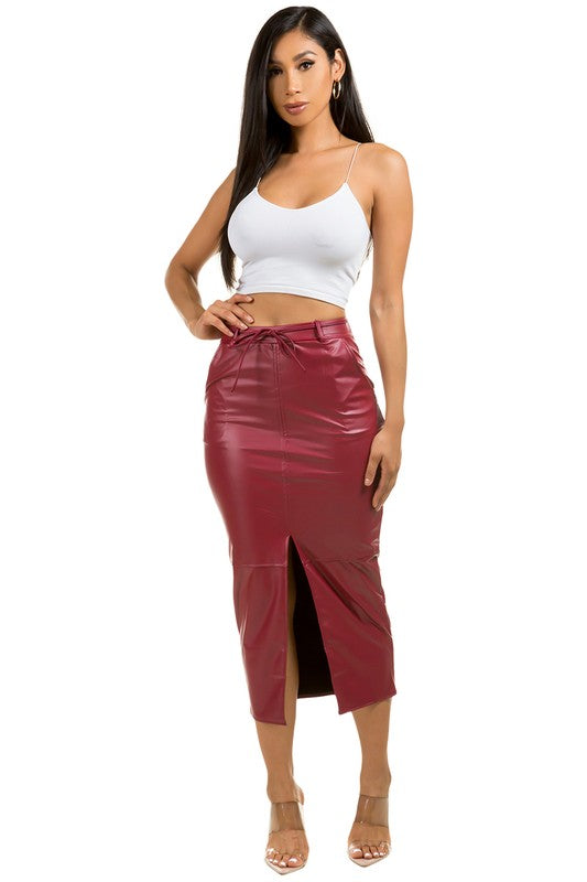 PU LEATHER LONG MAXI SKIRTS