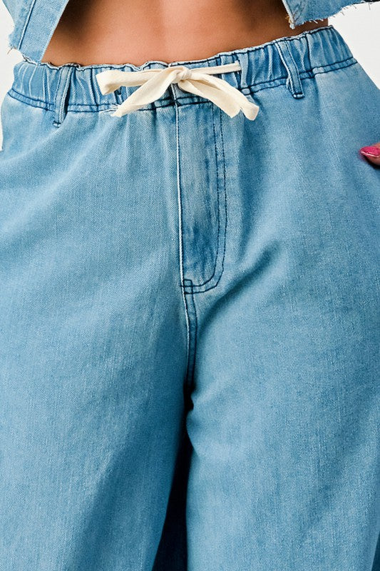 WIDE LEG DENIM PANTS