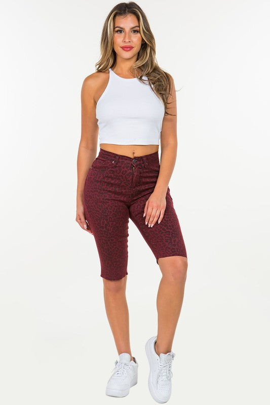 Leopard Print Bermuda Short in Wine