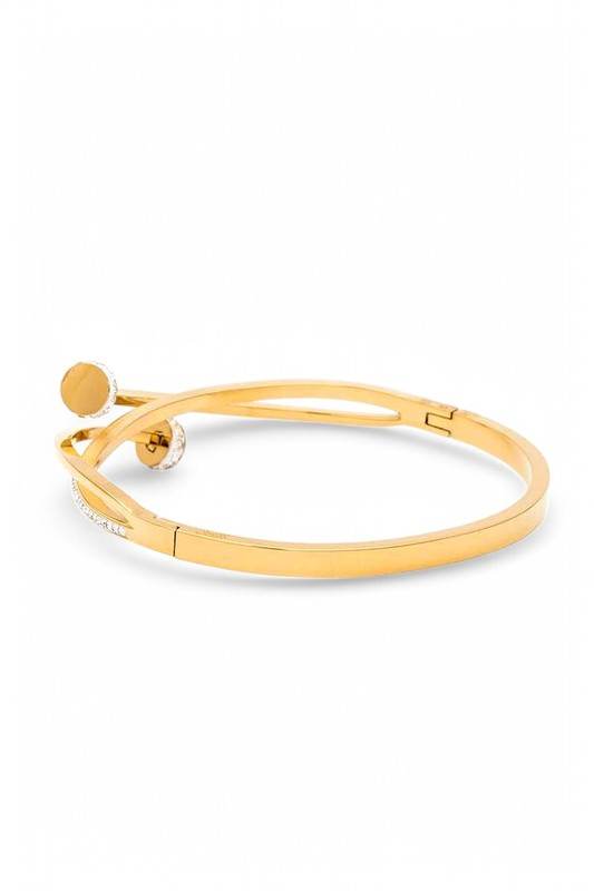 Crystal Pave Nail Designed Stainless Steel Bangle