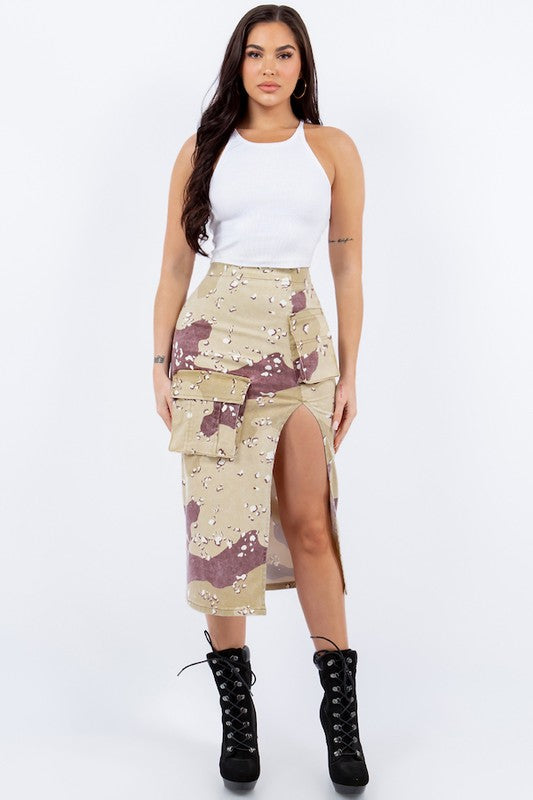 Combat Cargo Pencil Skirt in Desert Camo