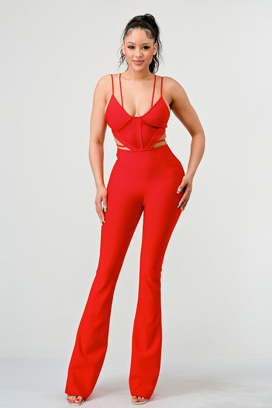 DOUBLE SPAGHETTI STRAP BODYCON JUMPSUIT