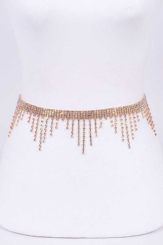 Rhinestone Fringe Chain Belt