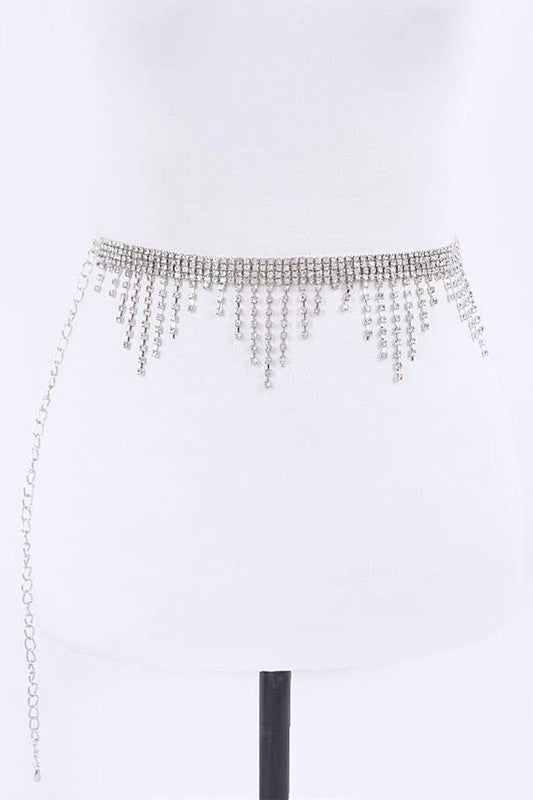 Rhinestone Fringe Chain Belt