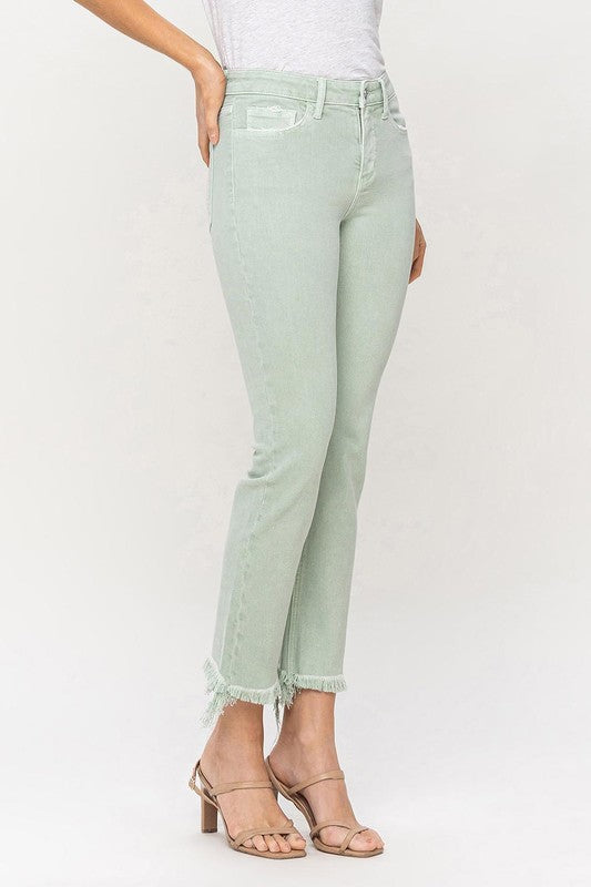 Mid Rise Crop Straight Jeans