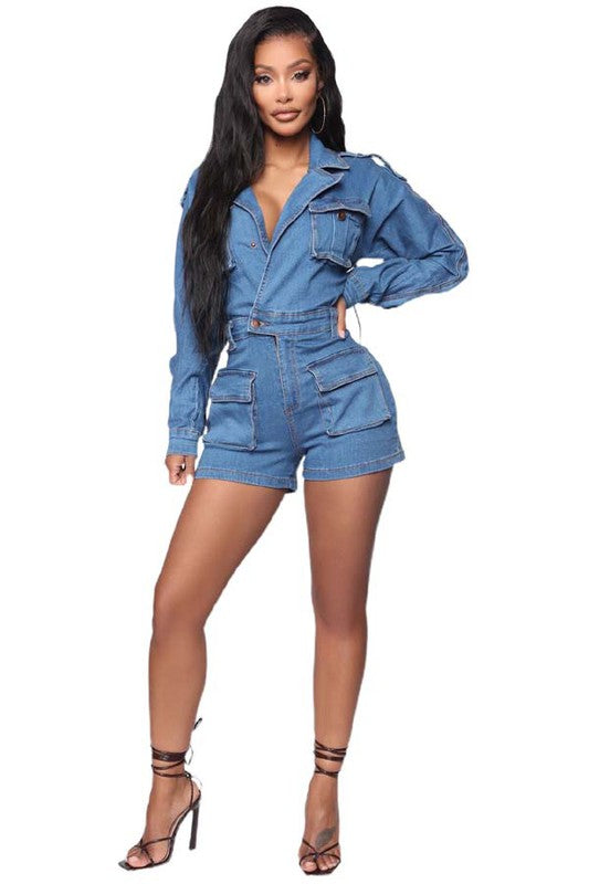 DENIM ROMPER