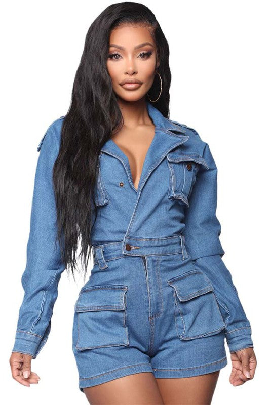 DENIM ROMPER