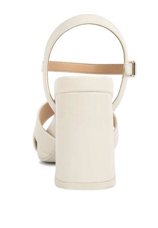 BAXTER Criss Cross Block Heels Sandals