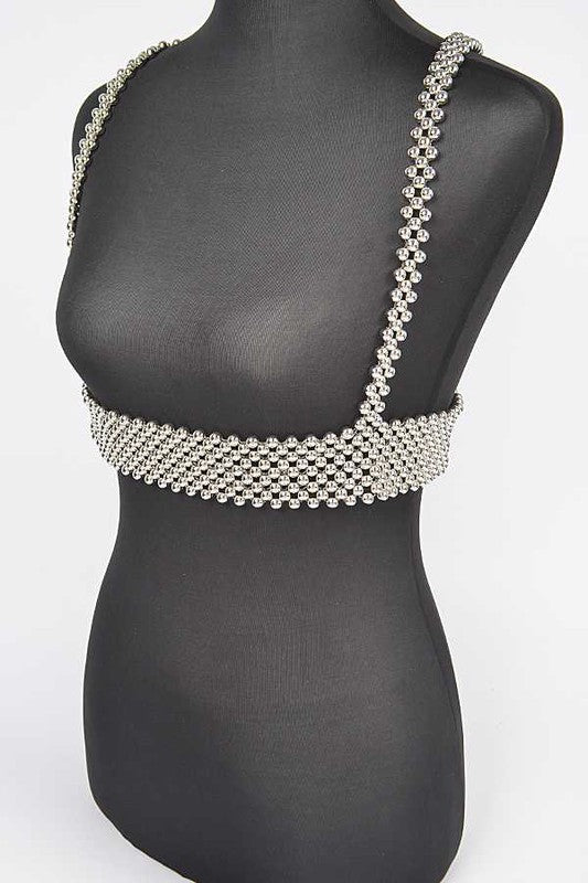 Metallic Beaded Harness Belt