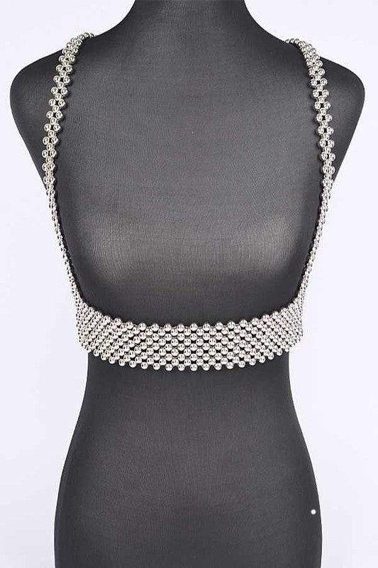 Metallic Beaded Harness Belt