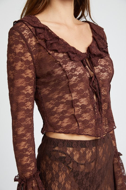 BELL SLEEVE LACE BLOUSE