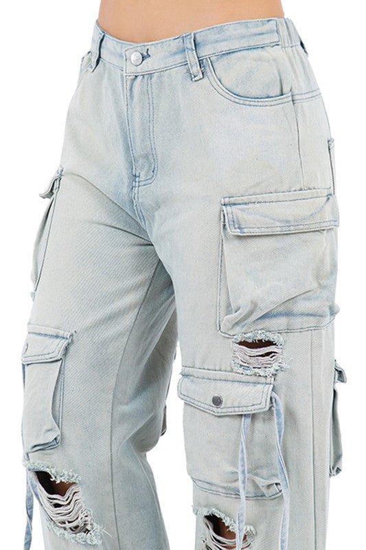 CARGO STYLE DENIM PANTS