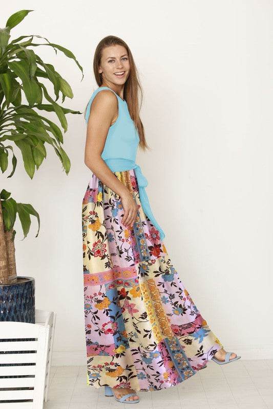 Sleeveless handkerchief woven skirt maxi dress