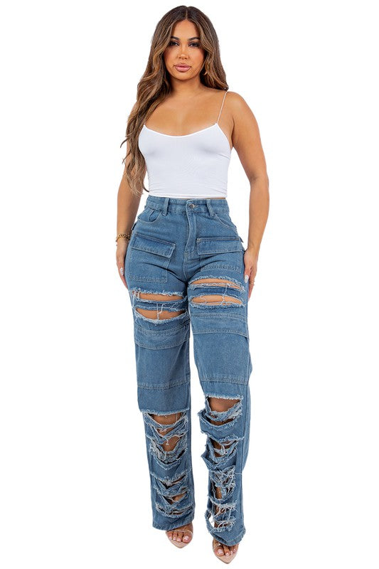 CARGO STYLE DENIM JEANS