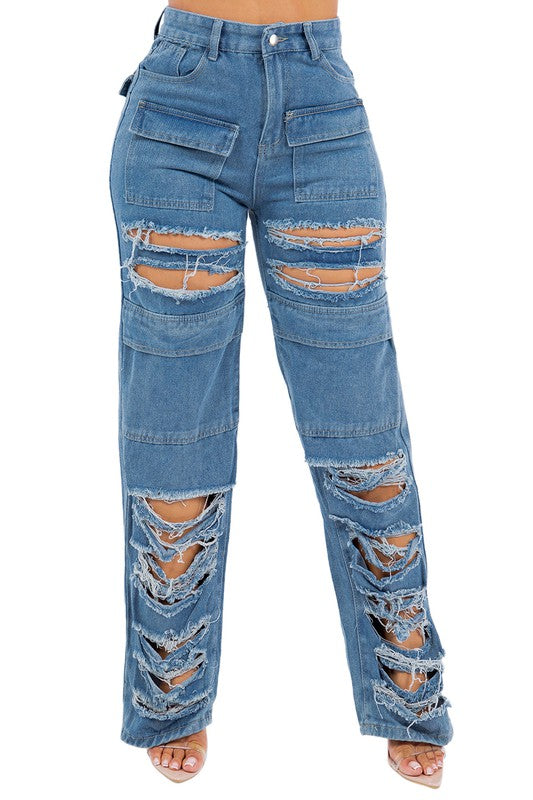 CARGO STYLE DENIM JEANS