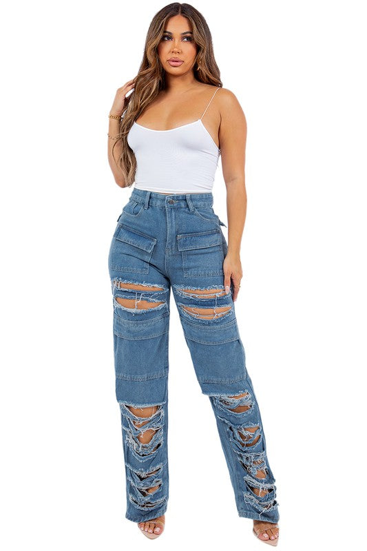 CARGO STYLE DENIM JEANS