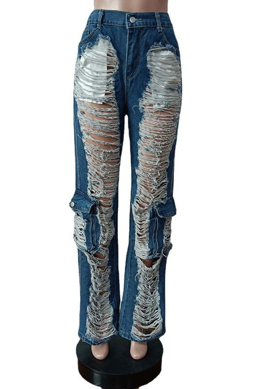 CARGO STYLE DENIM JEANS