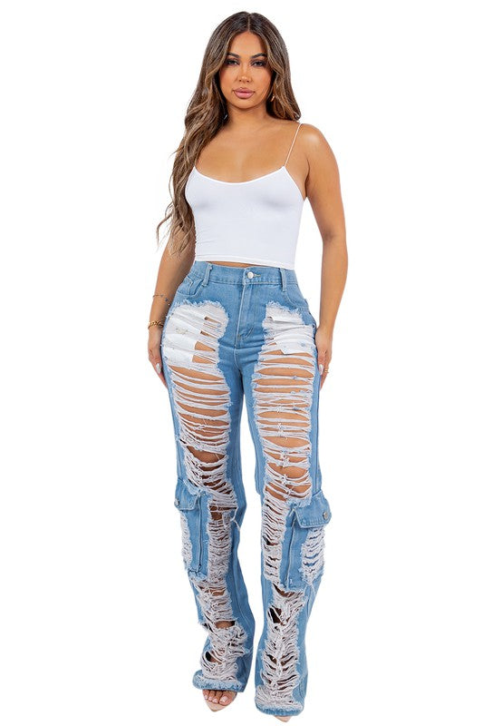 CARGO STYLE DENIM JEANS