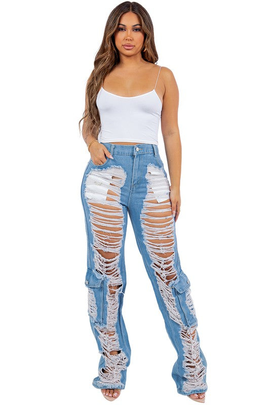 CARGO STYLE DENIM JEANS