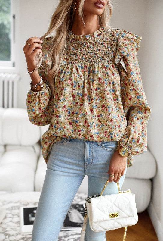 Long sleeve floral blouse