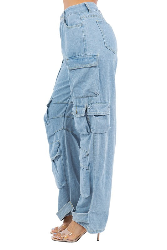 CARGO STYLE DENIM PANTS