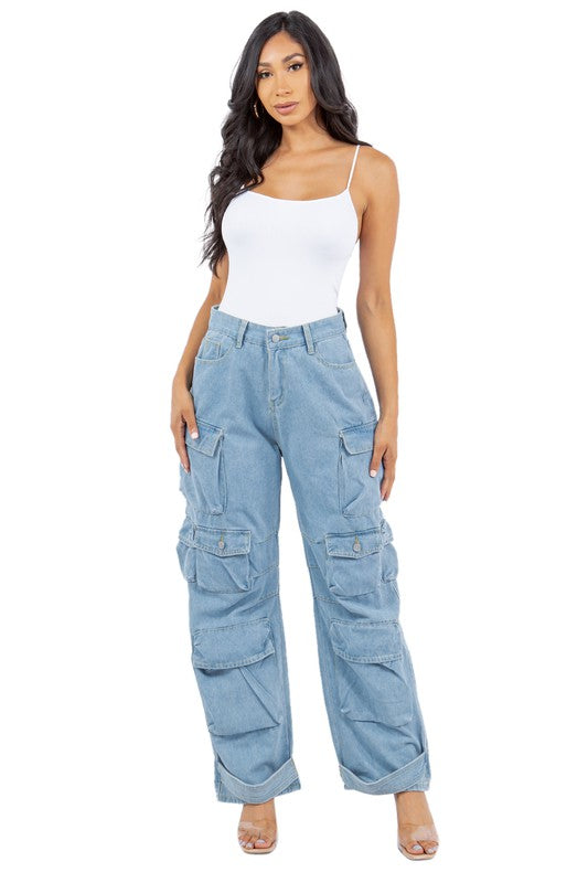 CARGO STYLE DENIM PANTS