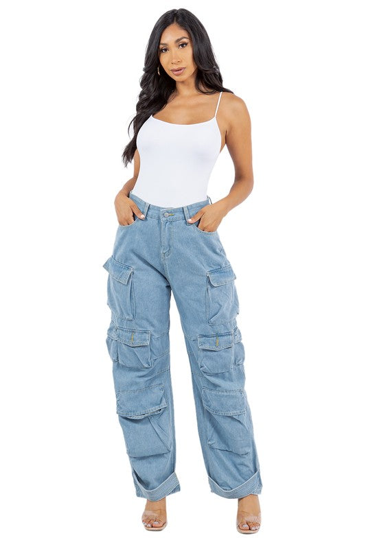 CARGO STYLE DENIM PANTS