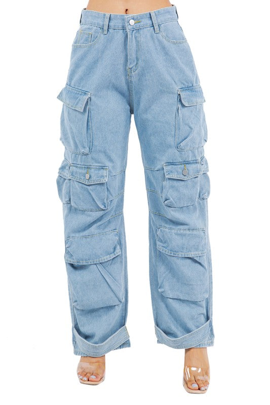 CARGO STYLE DENIM PANTS