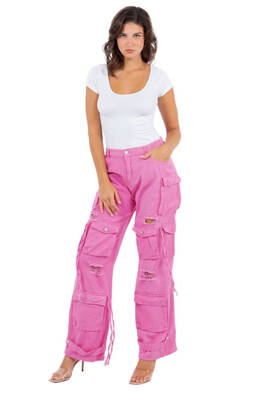 CARGO STYLE DENIM PANTS