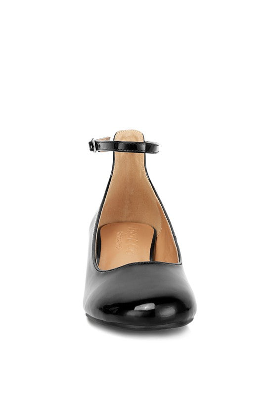 Debbie Ankle Strap Low Block Heel Sandals