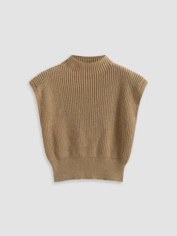 Cropped knit sleeveless sweater