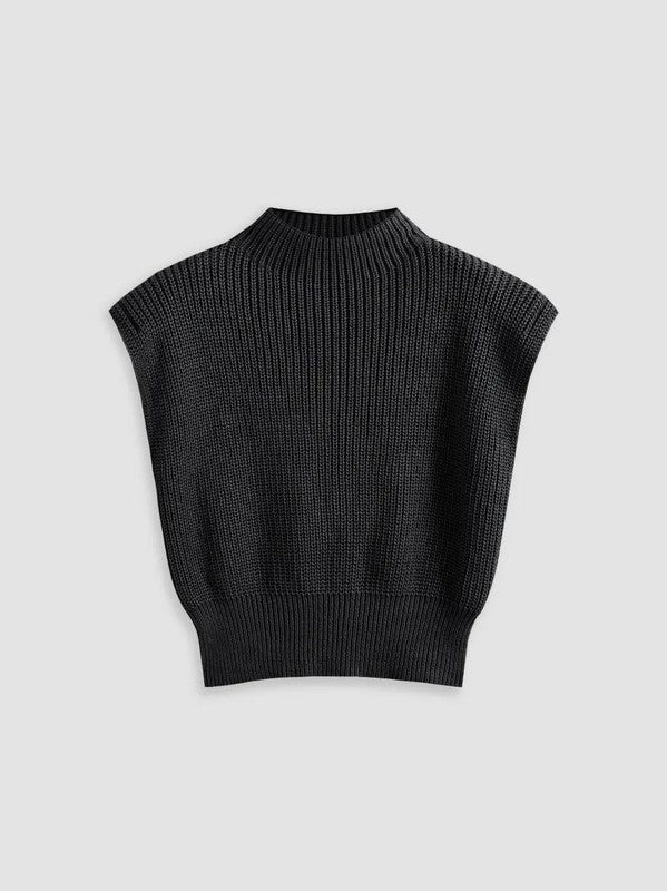 Cropped knit sleeveless sweater